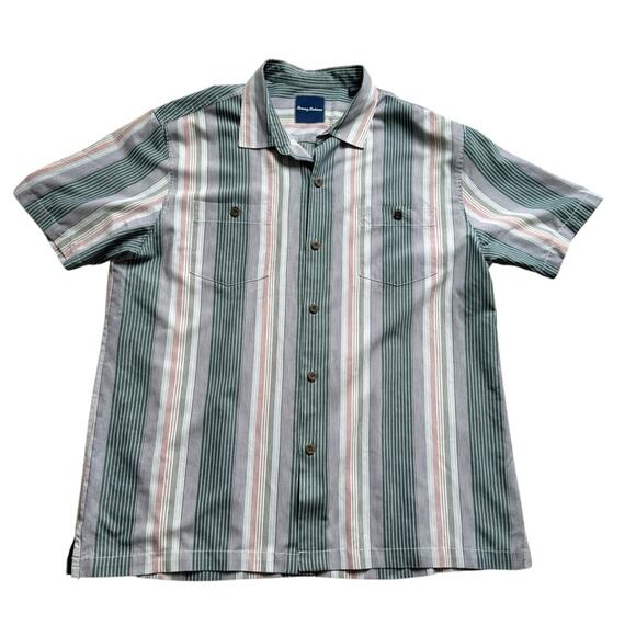 Tommy Bahama Men’s Narcia stripe silk blend short sleeve button up shirt XL - Picture 1 of 5